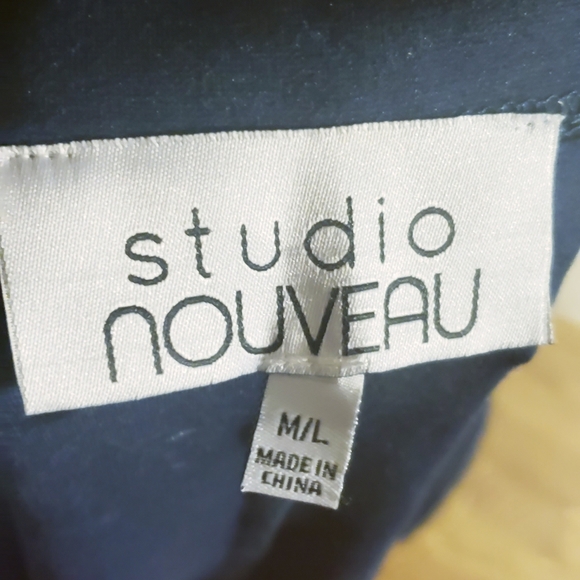 Studio Nouveau Stretch Knit Drop Shoulder Stand Collar 2-Pocket Jacket. Sz M/L - Picture 3 of 8